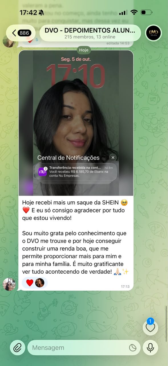Depoimento de aluna: saque recebido da SHEIN