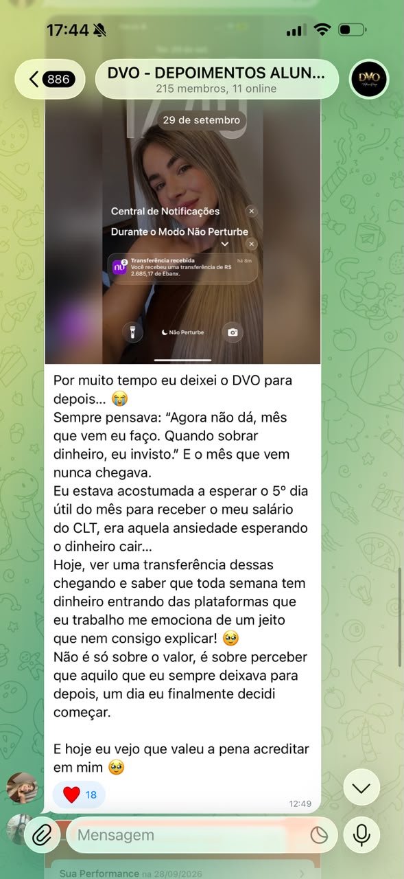 Depoimento de aluna: performance e transferências recebidas