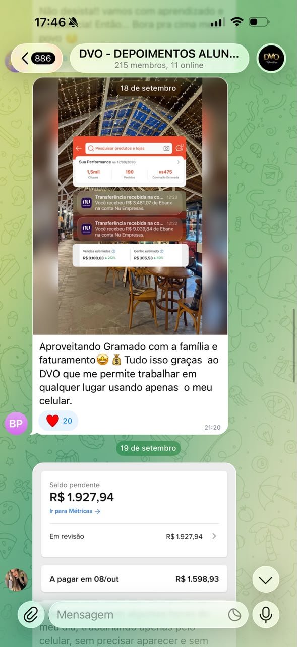 Depoimento de aluna: faturamento e vendas na Shopee