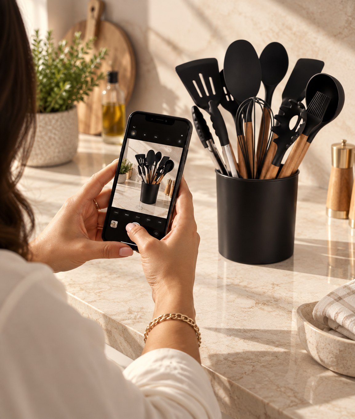 Fotografando produtos de cozinha com o celular